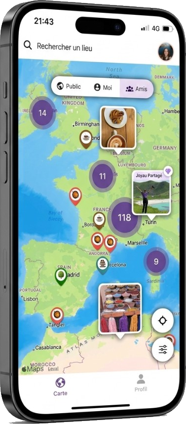 Lookzi app map interface on iPhone